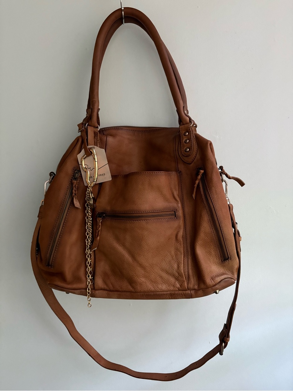 We The Free Brown Leather Tote with Charm - Picture 14 of 16